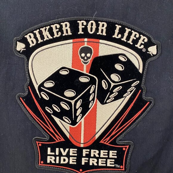 Dream Apparel Black Denim Biker Vest W/ Patches & Buttons Laced Sides Size L - Picture 14 of 16